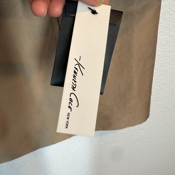 Vintage Kenneth Cole Military Trench Coat Jacket Y2K Medium Tan Retro Cargo - Picture 9 of 12